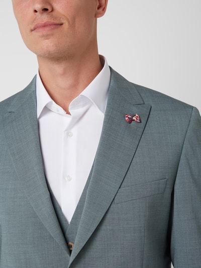 ATELIER TORINO Slim fit 2-knoops colbert van scheerwolmix, model 'Tancredo' Groen - 3