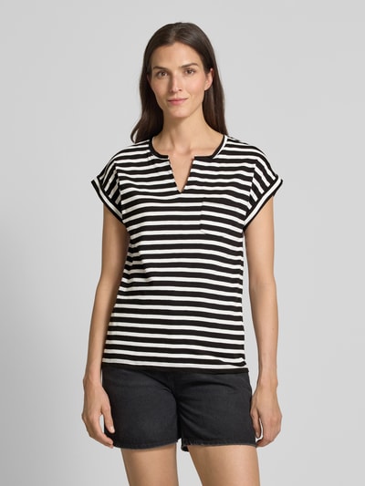 FREE/QUENT T-Shirt mit V-Ausschnitt Modell 'Viva' BLACK 4