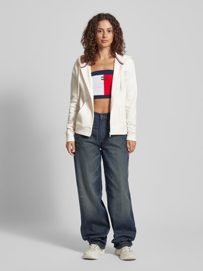 Tommy Jeans Bluza rozpinana z wyhaftowanym logo Złamany biały 1