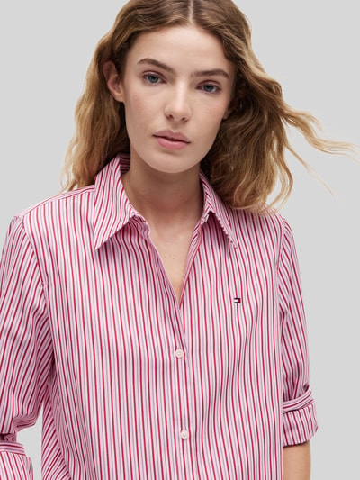 Tommy Hilfiger Regular Fit Langarmbluse aus reiner Baumwolle Pink 3