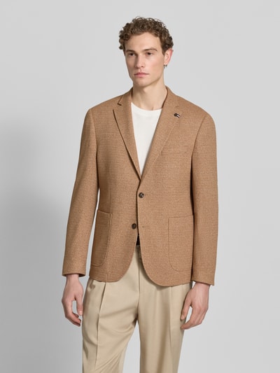 bugatti Slim Fit 2-Knopf-Sakko mit Strukturmuster Mittelbraun 4