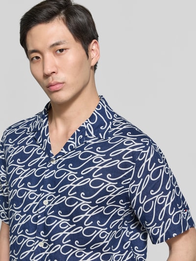 Tommy Hilfiger Regular Fit Freizeithemd aus reinem Leinen Modell 'LINEN CAMP COLLAR' Marine 3