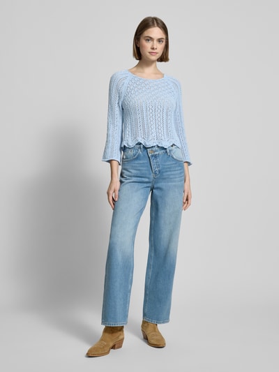 Only Cropped Strickpullover mit Baumwoll-Anteil Modell 'NOLA' Hellblau 1