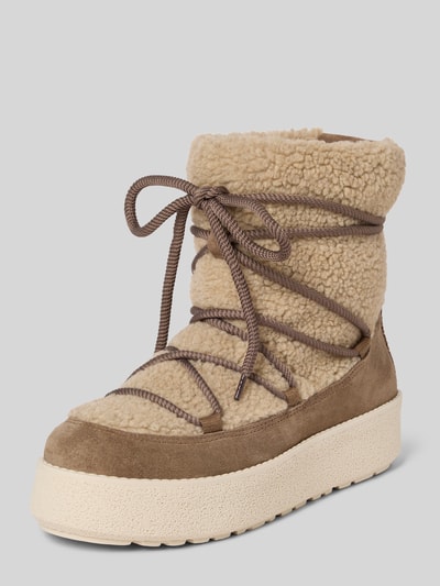 Marc O'Polo Teddyfell-Stiefel mit Schnürung Modell 'PIA' Taupe 1