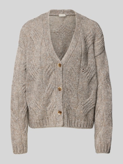 Milano Italy Strickjacke mit V-Ausschnitt und Knopfleiste Hellgrau 2