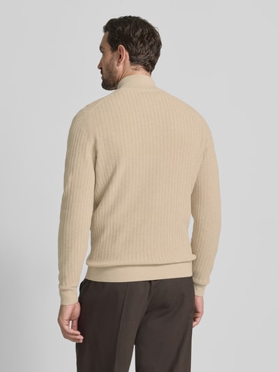 Christian Berg Men Strickpullover mit gerippten Abschlüssen Sand Melange 5