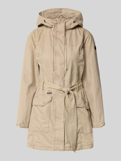 Produktfoto, Jacke mit Bindegürtel Modell 'PREA' von khujo, beige, Baumwoll-Mix, Regular-Fit, Kapuze, Label-Stitching, Damen Jacke