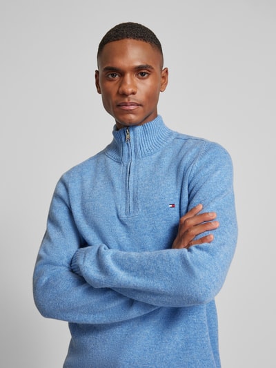 Tommy Hilfiger Wollpullover mit Stehkragen Modell 'LAMBSWOOL' Hellblau 3