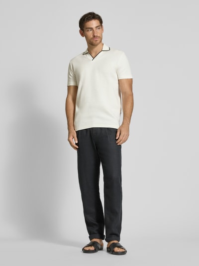 SELECTED HOMME Koszulka polo o kroju slim fit z dekoltem w serek model ‘SANGEV’ Piaskowy 1