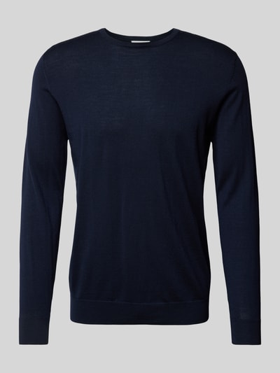 Profuomo Wollpullover mit Rundhalsausschnitt Marine 1