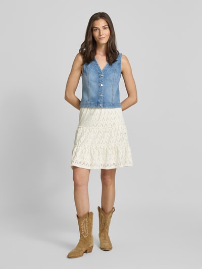 Vila Minirok met broderie anglaise, model 'AMALINA' Offwhite - 1