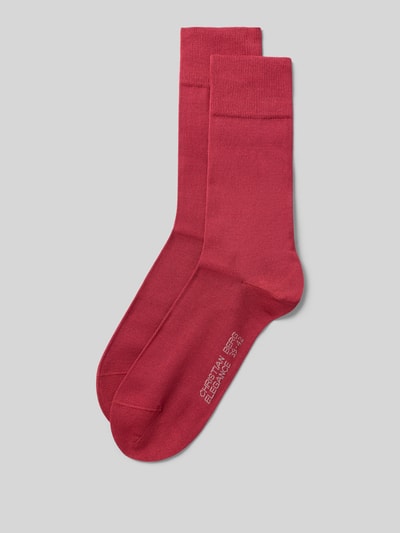 Produktfoto, Socken aus Baumwoll-Mix im 2er-Pack von Christian Berg Men in Rot, feines Material, elastisches Rippbündchen, Label-Print