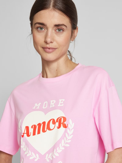 Vero Moda T-shirt o kroju relaxed fit z czystej bawełny model ‘SOPHIE MIA’ Mocnoróżowy 3