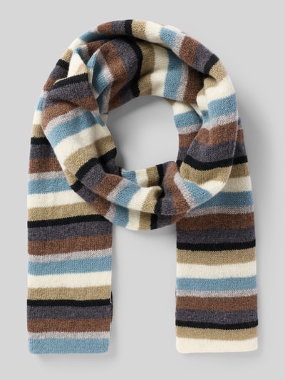 PAUL SMITH Schal aus Lanawolle mit Streifenmuster Modell 'Kahlo' Mittelbraun 1