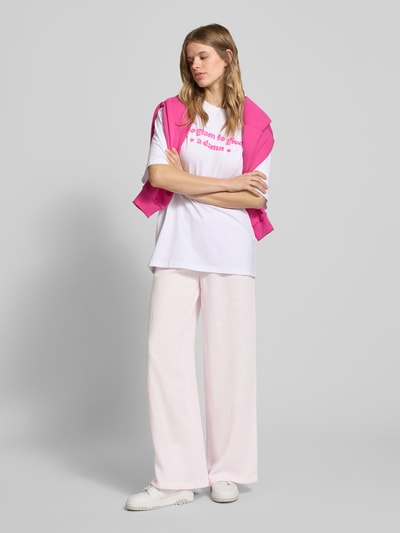 Review Wide leg pyjamabroek met tunnelkoord Rosé - 1