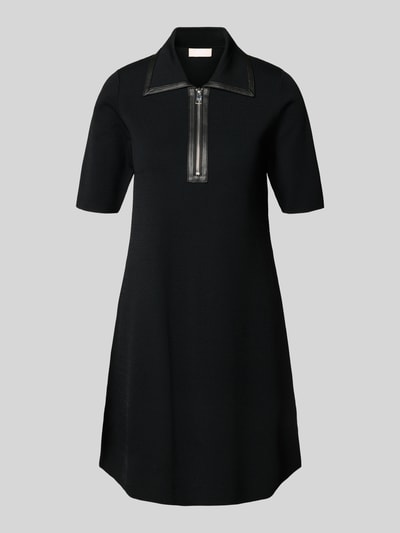 Liu Jo White Sukienka o długości do kolan z mieszanki wiskozy z wykładanym kołnierzem Czarny 2