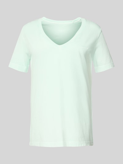 Gant T-shirt met geribde V-hals Mintgroen - 2