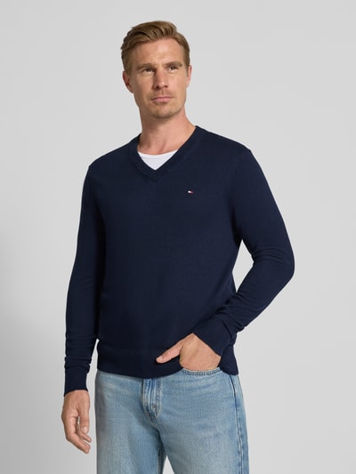Tommy Hilfiger Regular fit pullover van een mix van katoen en kasjmier Marineblauw - 4