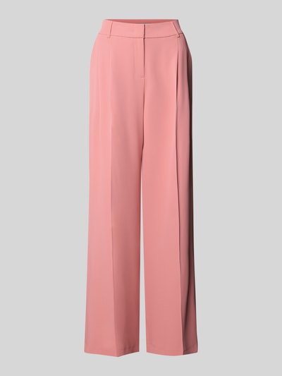Produktfoto, Straight Fit Stoffhose mit Bügelfalten von Christian Berg Woman Selection, różowy kolor, zaszewki, kieszenie, Szerokość w rozmiarze 36: 39 cm, długość nogawki wewnętrznej 81 cm, zapięcie na haftkę i zamek.