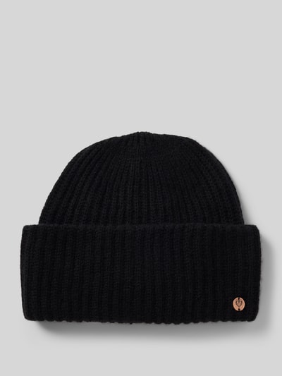 Fraas Czapka beanie z detalem z logo Czarny 1