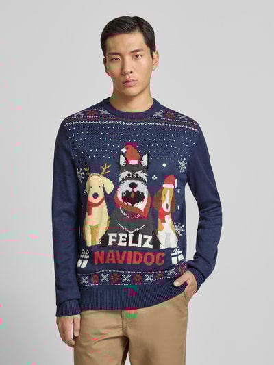 Montego Strickpullover mit gerippten Abschlüssen Marine 4