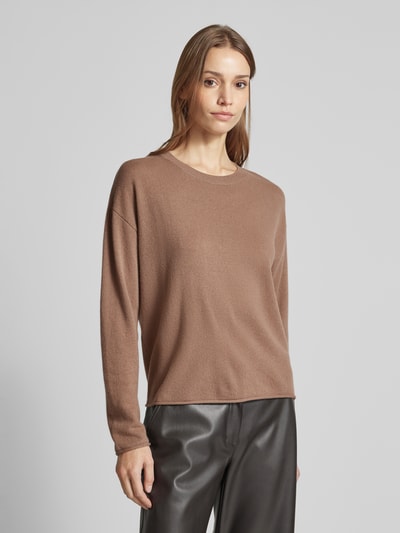 Luisa Cerano Oversized wollen pullover met kasjmier en ronde hals Roodbruin - 4