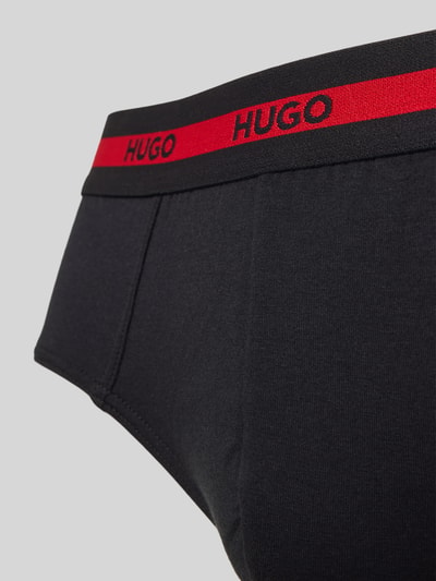 Produktfoto, Slip mit elastischem Logo-Bund im 3er-Pack von HUGO, Baumwoll-Mix mit Stretch-Anteil, eng anliegender Schnitt, Unifarbenes-Design
