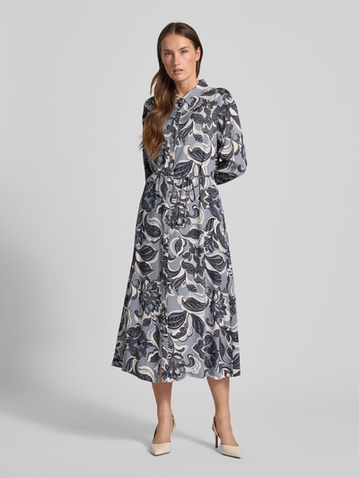 comma Midikleid mit Knopfleiste Rauchblau 4