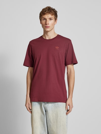 adidas Originals T-shirt met labelstitching Donkerrood - 4