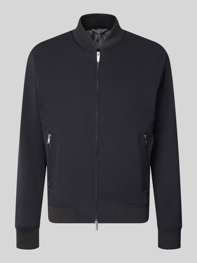 Produktfoto, Boxy Fit Bomberjacke mit Viskose-Anteil Modell 'Hanry BMB' von BOSS, dunkelblau, klare Linien, glatte Oberfläche, Herren Bomberjacke von BOSS