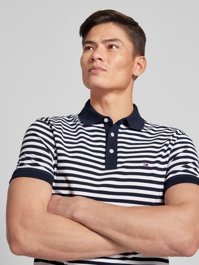 Tommy Hilfiger Slim fit poloshirt met labelstitching Marineblauw - 3