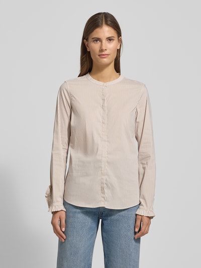 MOS MOSH Regular fit overhemdblouse met ronde hals, model 'Mattie' Middenbruin - 4