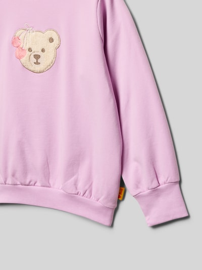 Steiff Sweatshirt mit Motiv-Stitching und Label-Detail Flieder 2