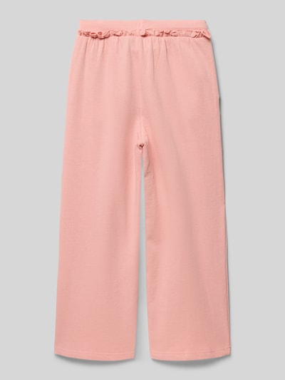 Produktfoto, Wide Fit Sweatpants mit Rüschenbesatz von Blue Seven, bawełna, krój wide fit, różowy, elastyczny pas, długość nogawki 44 cm