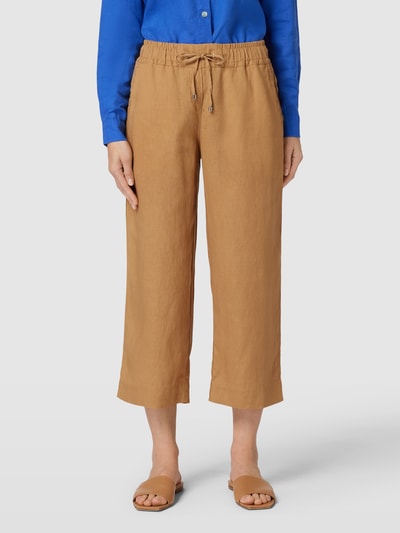 TONI Wide fit linnen broek in 3/4-lengte Camel - 4