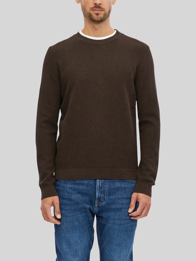s.Oliver RED LABEL Pullover met structuurbrei-look van pure katoen Middenbruin - 3
