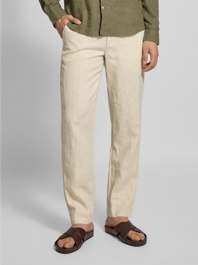 Casual Friday Regular Fit Leinenhose mit Gürtelschlaufen Modell 'Pandrup' Beige 4