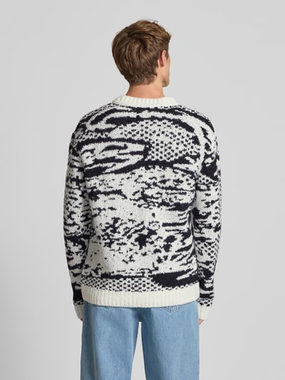 Edwin Gebreide pullover met ronde hals, model 'PANKU' Wit - 5