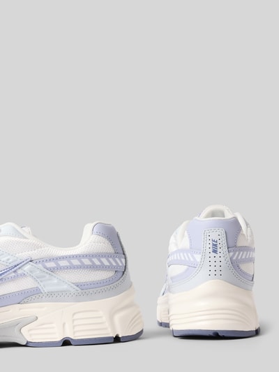 Produktfoto, Sneaker aus Leder-Textil-Mix Modell 'Initiator' von Nike, Weiß und Hellblau, Gummisohle, Logo, Absatzhöhe: 5 cm, Schafthöhe: 7 cm, Schaftweite: 8 cm, Abgerundete-Spitze, Schnürung, Damen