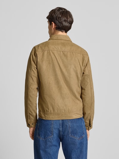 Blend Jacke in Leder-Optik mit Brusttasche Modell 'HELGER' Beige 5