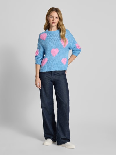 ZABAIONE Gebreide pullover met ronde hals, model 'Bo44nita' Bleu - 1