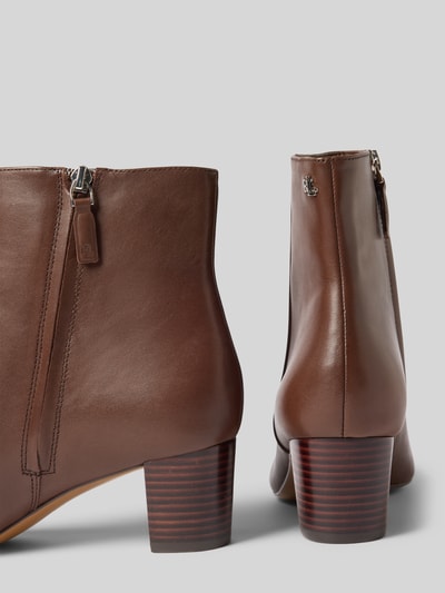 Lauren Ralph Lauren Laarsjes van leer met applicatie, model 'DEMI' Middenbruin - 2