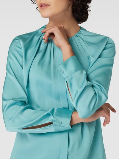 BOSS Bluzka z plisami model ‘Banorah’ Jasnoturkusowy 3