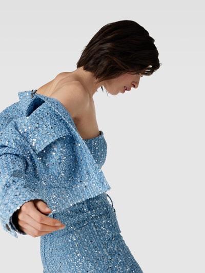ROTATE Cropped Hemdjacke mit Paillettenbesatz Jeansblau 3