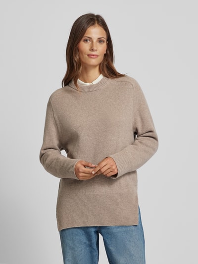 Gant Gebreide pullover met ronde hals, model 'HERRINGBONE' Lichtgrijs gemêleerd - 4