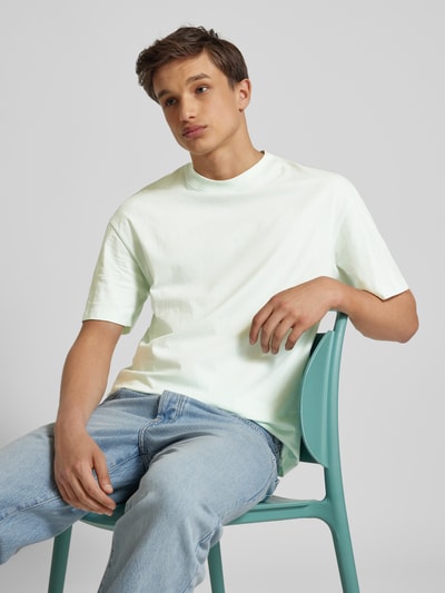 Jack & Jones T-shirt met geribde ronde hals, model 'BRADLEY' Lichtblauw - 3