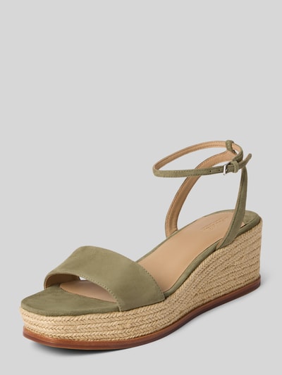 Lauren Ralph Lauren Wedges aus Leder mit Logo-Detail Modell 'LEONA' Khaki 1