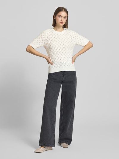 PIECES Regular Fit Pullover mit Woll-Anteil Modell 'LELOU' Weiss 1