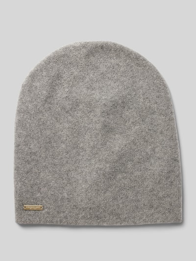 Seeberger Czapka beanie z detalem z logo Jasnoszary 1