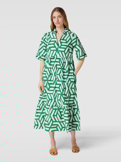 Christian Berg Woman Hemdblusenkleid aus Baumwolle mit Allover-Muster Grasgrün 4